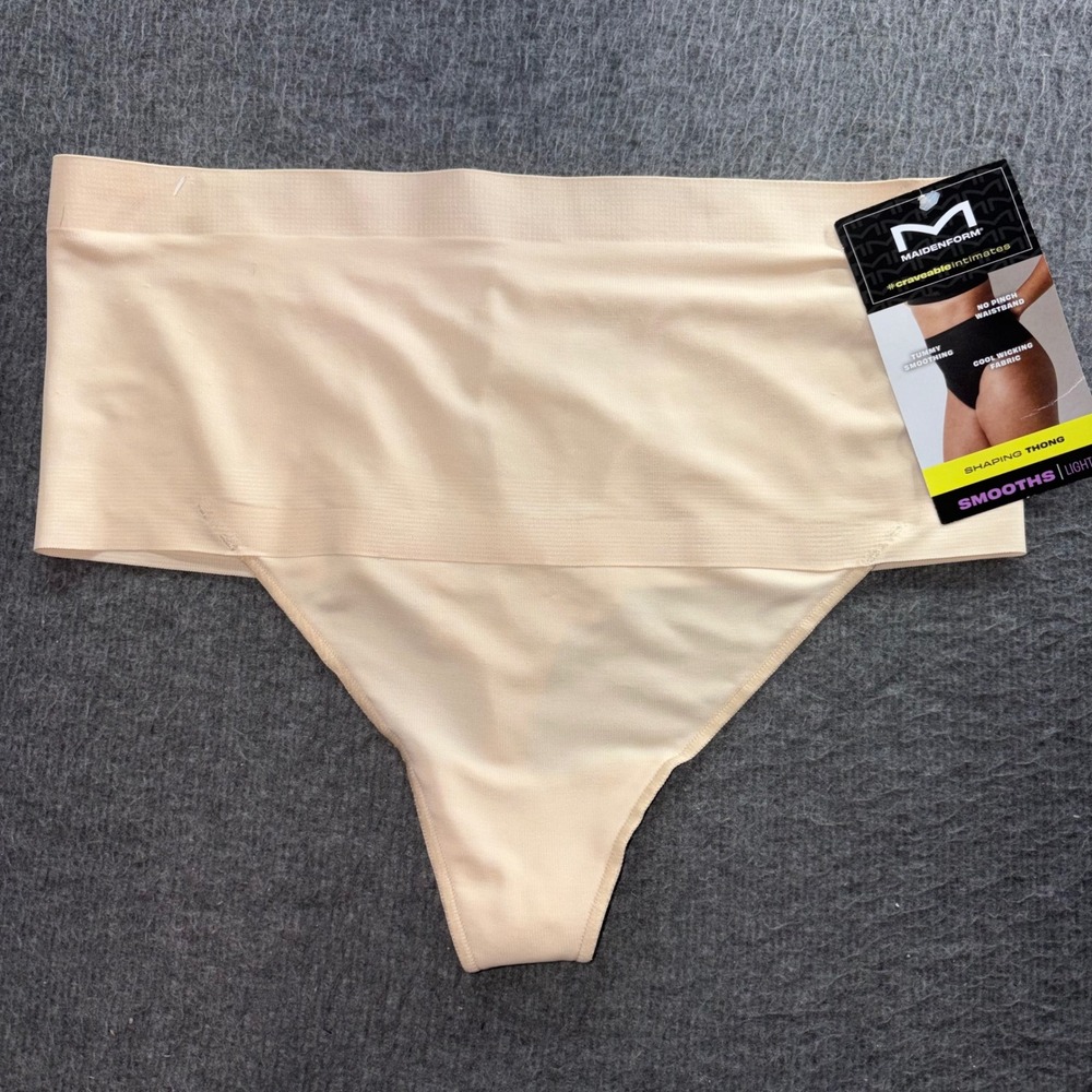 Maidenform Shaping Thong Nude Beige Tummy Smoothing Light Control SES080 Large